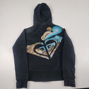 Vintage 2000s Y2K Roxy Zip Up Grunge Distressed Hoodie Women's Small Surf Beach